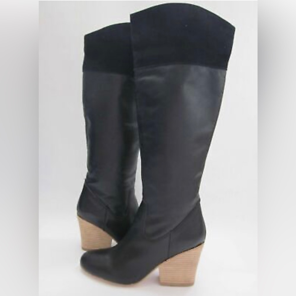 MSRP $380 Fiel Tory Knee High Boots Black Nappa Women's 8 Medium